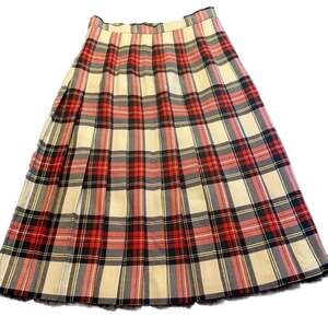 Vintage Preswick & Moore 100% Pure Wool Scotland Plaid Pleated Preppy Midi Skirt